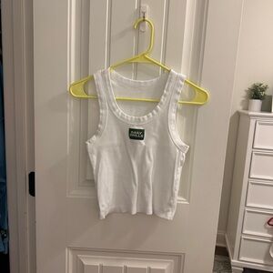 Daily Drills White Tank with Green Logo